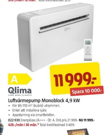 Jula Qlima värmepump erbjuda