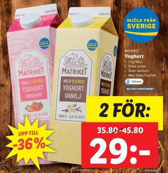 Lidl Yoghurt erbjuda