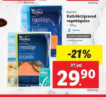 Lidl Kallrökt/gravad regnbågslax erbjuda