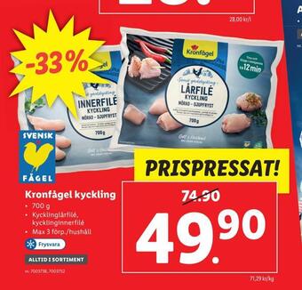 Lidl Kronfågel kyckling erbjuda