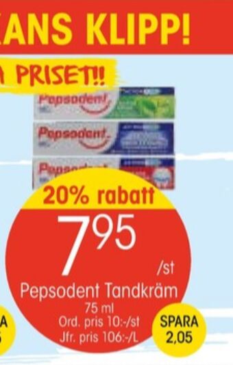 EKO Pepsodent tandkräm erbjuda