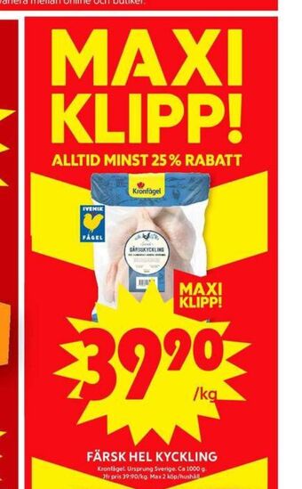 ICA Maxi Kronfågel kyckling erbjuda