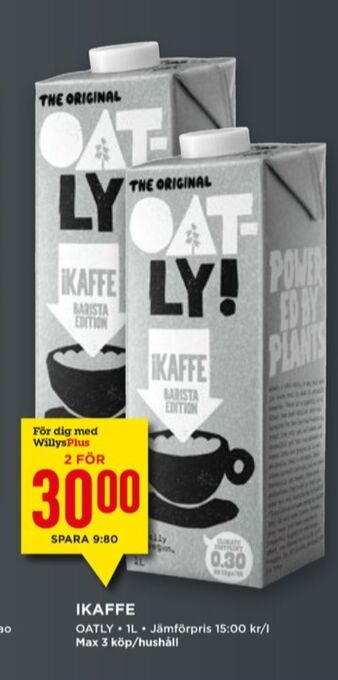Willys Oatly ikaffe havredryck erbjuda