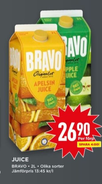 Willys Bravo juice erbjuda