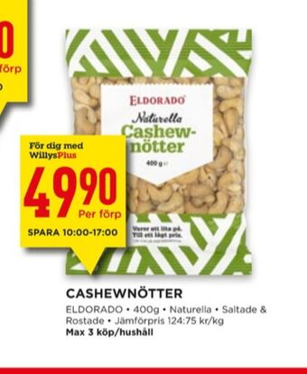 Willys Eldorado cashewnötter erbjuda
