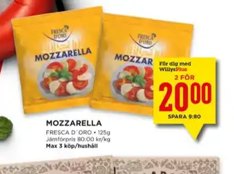 Willys Monte castello mozzarella erbjuda