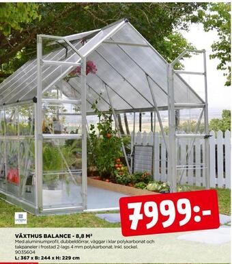 Växthus balance - 8,8 m 2