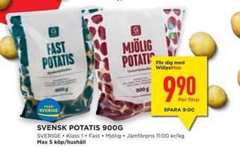 Willys Hemma Svensk potatis 900g erbjuda