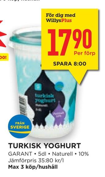 Willys Hemma Turkisk yoghurt erbjuda