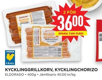 Willys Hemma Kycklinggrillkorv, kycklingchorizo erbjuda