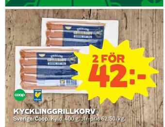 Coop Extra Kycklinggrillkorv erbjuda