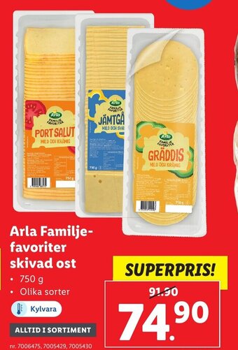 Lidl Arla Familjefavoriter Skivad Ost erbjuda