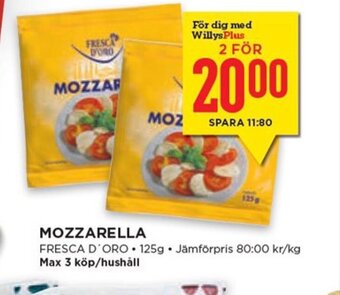 Willys Mozzarella erbjuda