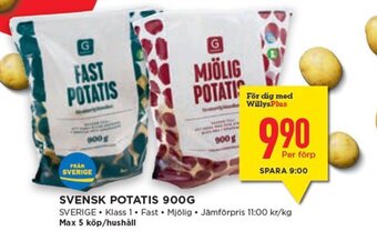 Willys Svensk Potatis 900g erbjuda