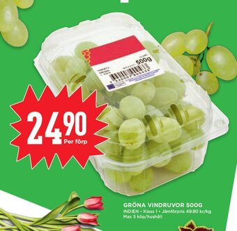 Willys Gröna Vindruvor 500g erbjuda