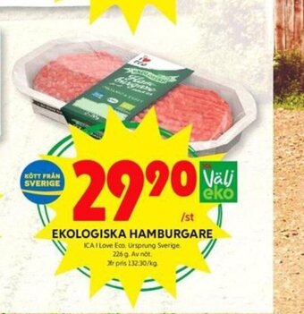 ICA Kvantum Ekologiska Hamburgare erbjuda