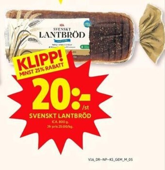 ICA Kvantum Svenskt Lantbröd erbjuda