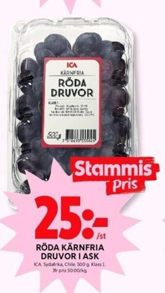 ICA Kvantum Röda Kärnfria Druvor i Ask erbjuda