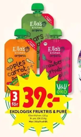 ICA Kvantum Ekologisk Fruktris & Puré erbjuda