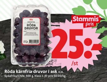 ICA Supermarket Röda Kärnfria Druvor i Ask erbjuda