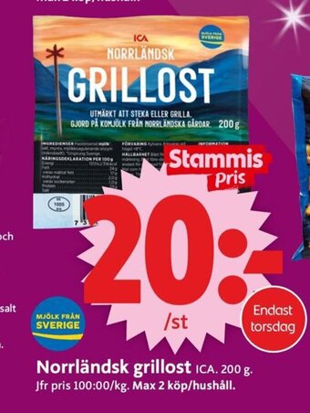 ICA Supermarket Norrländsk Grillost erbjuda