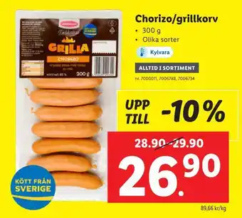 Lidl Chorizo/grillkorv erbjuda