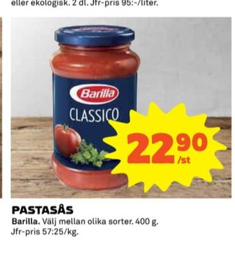 Coop Barilla pastasås erbjuda
