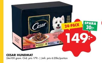 ÖoB Cesar hundmat erbjuda