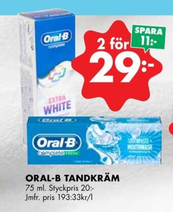 ÖoB Oral-b tandkräm erbjuda