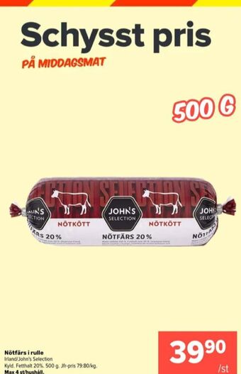 Coop Extra Johns selection nötfärs erbjuda