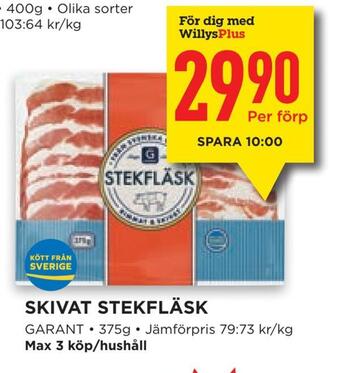 Willys Skivat stekfläsk erbjuda