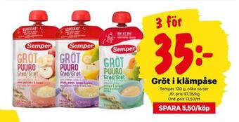 City Gross Gröt i klämpåse erbjuda