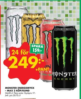 ÖoB Monster energidryck - max 2 köp/kund erbjuda