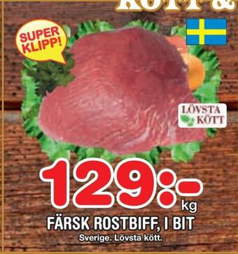 Nya Pulsen Färsk rostbiff, i bit erbjuda