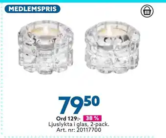 Albrekts Guld Ljuslykta i glas, 2-pack erbjuda