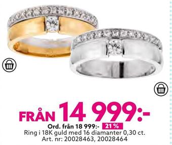 Albrekts Guld Ring i 18k guld med 16 diamanter 0,30 ct erbjuda