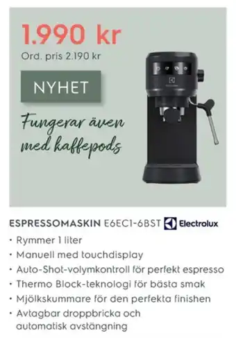Electrolux espressomaskin