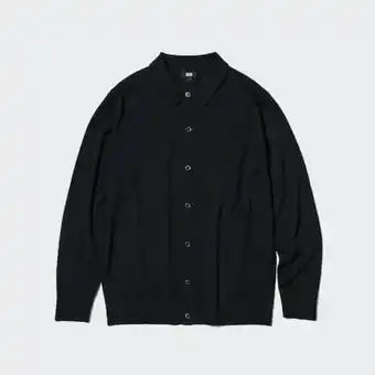 100% extra fine merino shirt collar cardigan