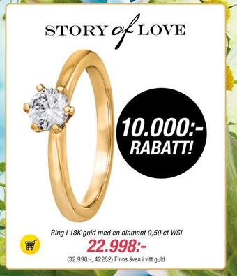 Guldfynd Ring i 18k guld med en diamant 0,50 ct erbjuda