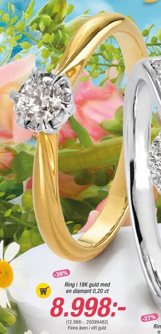 Guldfynd Ring i 18k guld med en diamant 0,20 ct erbjuda