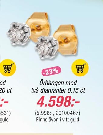 Guldfynd Örhängen med två diamanter 0,15 ct erbjuda