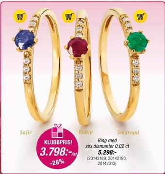 Guldfynd Ring med sex diamanter 0,02 ct erbjuda