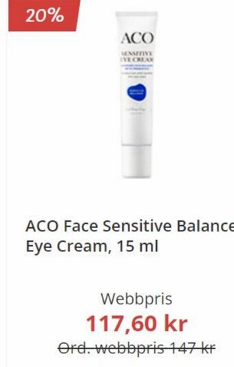 Apoteket ACO Face Sensitive Balance Eye Cream, 15 ml erbjuda