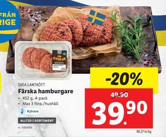 Lidl Färska hamburgare erbjuda