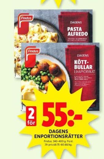 ICA Kvantum Findus färdigrätter erbjuda