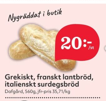 Hemköp Dafgårds butiksbakat matbröd erbjuda