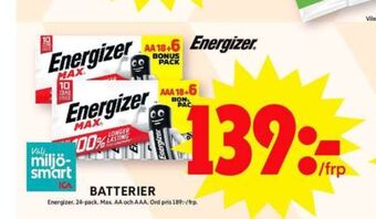 ICA Maxi Energizer batterier erbjuda