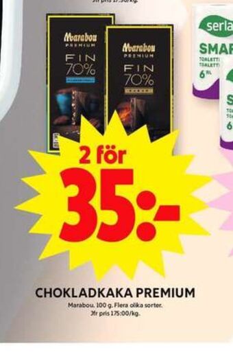 ICA Maxi Marabou premium chokladkaka pecan & havsalt erbjuda