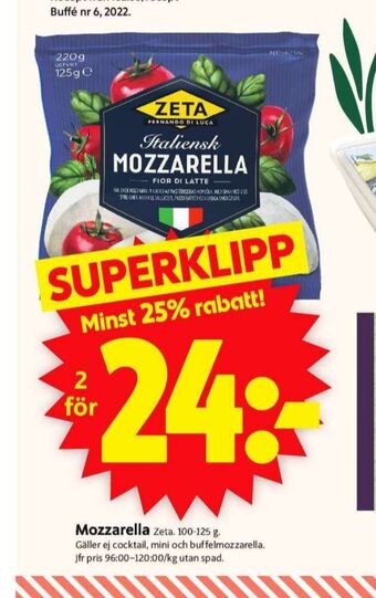 ICA Supermarket Zeta mozzarella erbjuda
