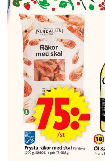 Pandalus räkor med skal